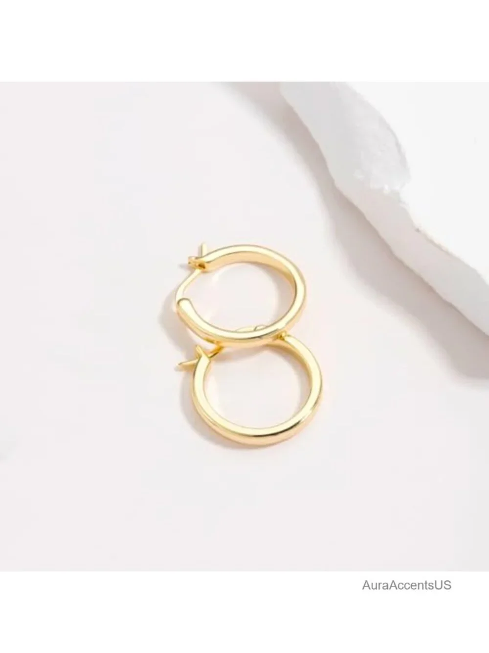 14K Gold Hoop Earrings Hypoallergenic Lightweight Huggie Hoops for Women